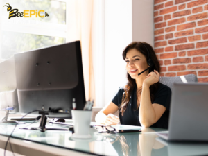 Remote executive assistant coordinating international meetings online